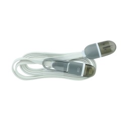 KABEL USB 2W1 MICRO USB+ IPHONE 5/6/7/8/X LIGHTNING biały