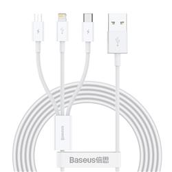 KABEL MICRO / LIGHTNING / USB-C BASEUS SUPERIOR  3w1 3.5A 1.5m biały
69057
6953156205536-53430