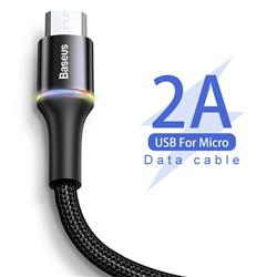 KABEL USB/MICRO BASEUS HALO DATA NYLONOWY Z DIODĄ LED 2A 3m czarny 53535 
6953156210455 w-32451