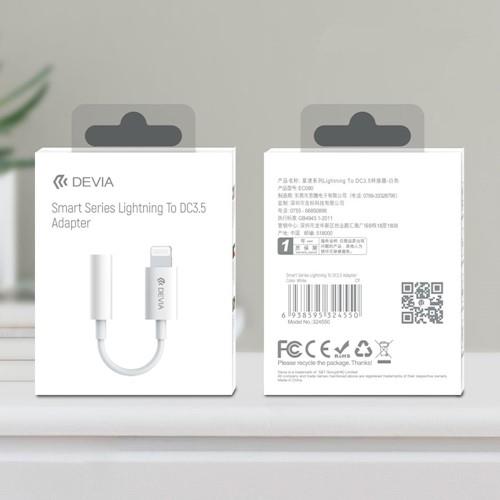 ADAPTER HF / AUDIO AUX JACK 3,5mm   ŁADOWANIE LIGHTNING DEVIA biały 
BRA007122-72202