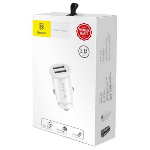 ŁADOWARKA SAMOCHODOWA BASEUS GRAIN 2xUSB 3.1A biała 
6953156276529
-73729