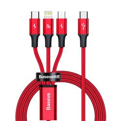 KABEL USB - C MICRO / LIGHTNING / USB-C BASEUS RAPID 3W1 1.5M 20W czerwony 
6953156204317-76069