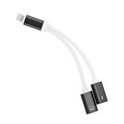 ADAPTER HF / AUDIO AUX JACK 3,5mm   ŁADOWANIE LIGHTNING czarno-srebrny bulk
w-42490