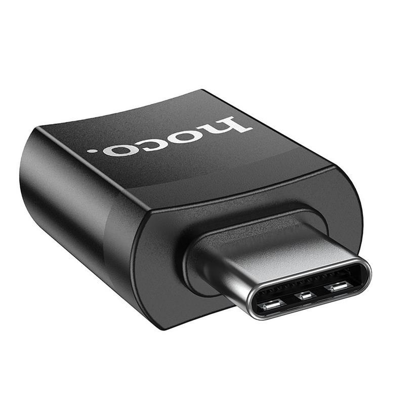 ADAPTER HOCO OTG USB A (żeński ) / TYP C UA17 czarny -76749