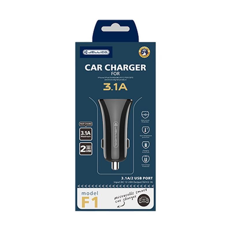 ŁADOWARKA SAMOCHODOWA JELLICO 2 X USB 3.1A czarna -77848