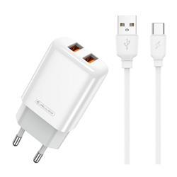 ŁADOWARKA SIECIOWA JELLICO EU02 2 X USB   KABEL TYP C 2.4A biała
6974929203269-77882