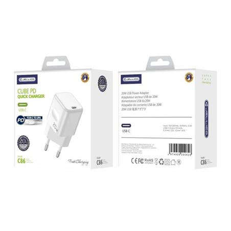 ŁADOWARKA SIECIOWA JELLICO C86 20W USB TYP C   KABEL USB TYP C - LIGHTNING BIAŁA-78656