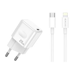 ŁADOWARKA SIECIOWA JELLICO C86 20W USB TYP C   KABEL USB TYP C - LIGHTNING biała-78658