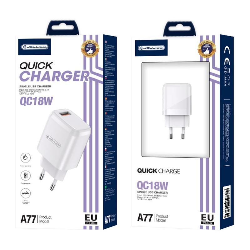 ŁADOWARKA SIECIOWA JELLICO A77 18W USB 3.0 biała-78817