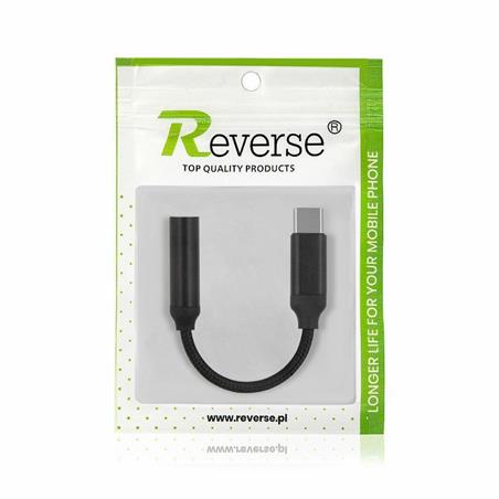 ADAPTER TYP C/ JACK 3,5mm REVERSE czarny bulk-89186