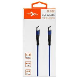 KABEL WZMOCNIONY EXTREME SPIDER TYP C - TYP C 1,0m niebieski BOX
KAB000315-90145