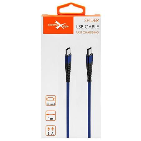 KABEL WZMOCNIONY EXTREME SPIDER TYP C - TYP C 1,0m niebieski BOX
KAB000315-90145