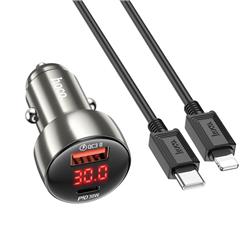 ŁADOWARKA SAMOCHODOWA HOCO Z50 USB   TYP C QC 3.0 48W 3A   LCD   KABEL TYP C / LIGHTNING metal szary
6931474798770-91329