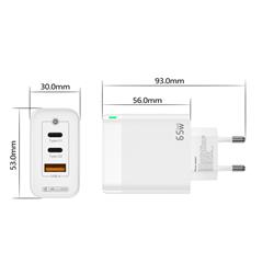 ŁADOWARKA SIECIOWA JELLICO C79 65W GaN PD 2 X USB-C 1 X USB QC 3.0 WTYCZKA biała-92330