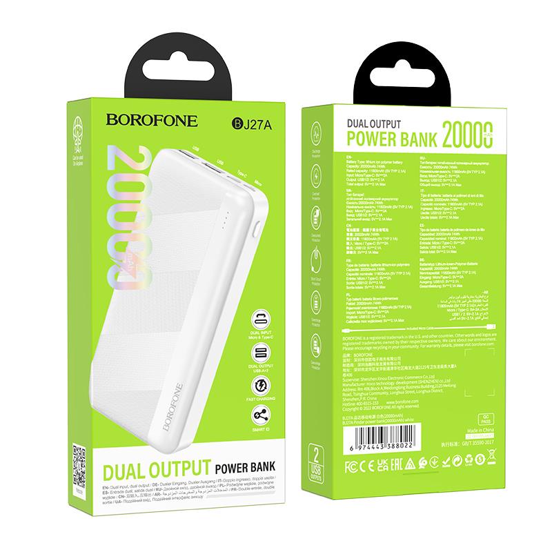 POWER BANK 20000 mAh BOROFONE BJ27A Pindar 2 X USB biały-94974