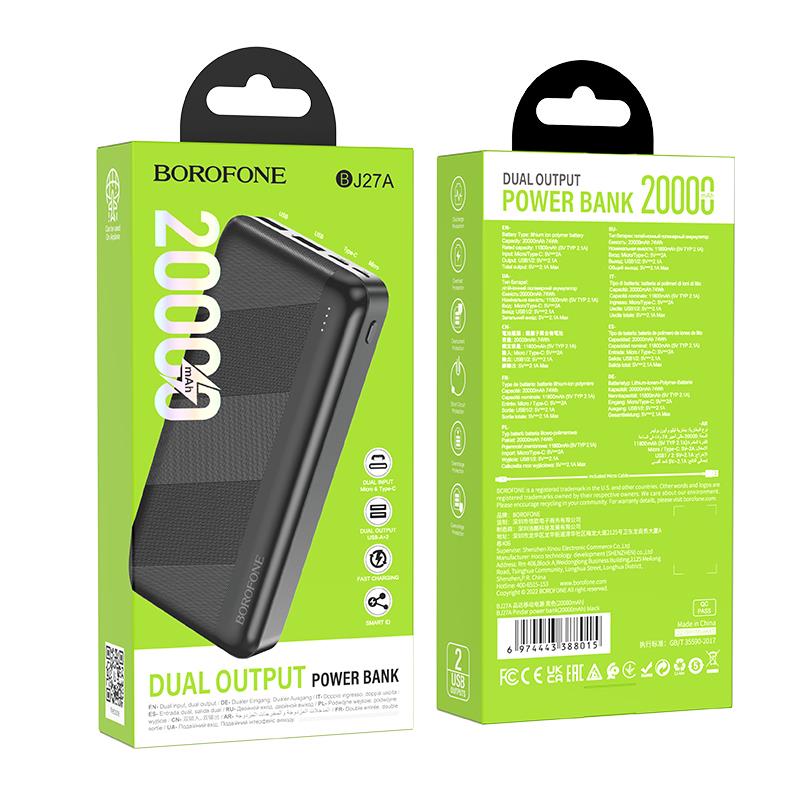 POWER BANK 20000 mAh BOROFONE BJ27A Pindar 2 X USB czarny-94978