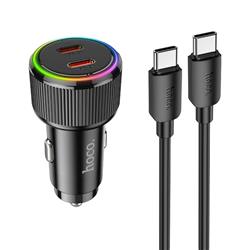 ŁADOWARKA SAMOCHODOWA HOCO NZ14B 2 X USB C QC 3.0 PD 50W   KABEL TYP C - TYP C czarna-95157