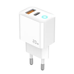 ŁADOWARKA SIECIOWA JELLICO EU11 1 X USB-C   1 X USB QC 3.0 20W   KABEL TYP C / LIGHTNING biała-95564