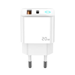 ŁADOWARKA SIECIOWA JELLICO EU11 1 X USB-C   1 X USB QC 3.0 20W   KABEL TYP C / LIGHTNING biała-95565