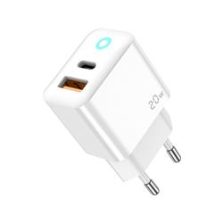 ŁADOWARKA SIECIOWA JELLICO EU11 1 X USB-C   1 X USB QC 3.0 20W   KABEL TYP C / LIGHTNING biała-95566