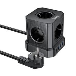 ROZDZIELACZ GNIAZDA HOCO 5 GNIAZD   3 X USB-A   TYP C EU STANDARDS 4000W PD QC 3A NS8 2M czarny -97960