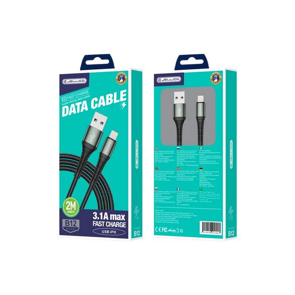 KABEL JELLICO LIGHTNING B12 3.1A 2m czarny-100280