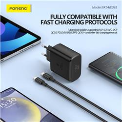 ŁADOWARKA SIECIOWA FONENG EU62 GaN TYP C PD 45W czarna-100728