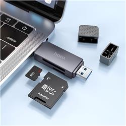 CZYTNIK KART PAMIĘCI HOCO HB45 2W1 USB A   TYP C 2.0 szary-97871