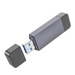 CZYTNIK KART PAMIĘCI HOCO HB45 2W1 USB A   TYP C 2.0 szary-97872