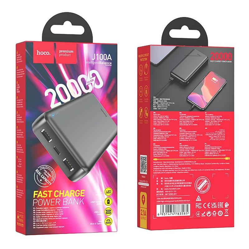 POWERBANK HOCO J100A 20000 mAh PD 2,1A czarny-101451