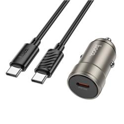 ŁADOWARKA SAMOCHODOWA HOCO Z57 1 x USB-C 30W QC   KABEL TYP C szara-103054