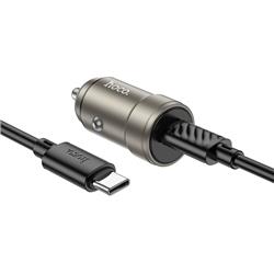 ŁADOWARKA SAMOCHODOWA HOCO Z57 1 x USB-C 30W QC   KABEL TYP C szara-103055