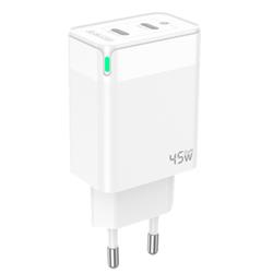 ŁADOWARKA SIECIOWA JELLICO C106 GAN PD 45W 2 X USB-C WTYCZKA biała-103143