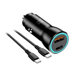 ŁADOWARKA SAMOCHODOWA BLUESTAR USB-C   USB-A   KABEL USB-C DO USB-C 30W czarna 
5903396275814-105273