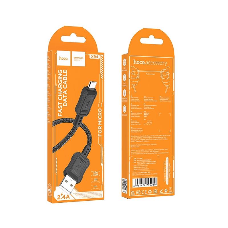 KABEL USB USB-A / MICRO HOCO X94 2,4A 1m czarny-105844