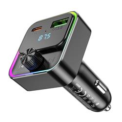 ŁADOWARKA SAMOCHODOWA HOCO   TRANSMITER FM BLUETOOTH E81 30W USB-A   USB-C czarny-105922