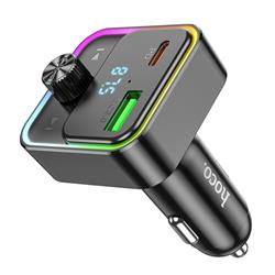 ŁADOWARKA SAMOCHODOWA HOCO   TRANSMITER FM BLUETOOTH E81 30W USB-A   USB-C czarny-105923