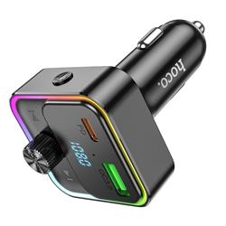 ŁADOWARKA SAMOCHODOWA HOCO   TRANSMITER FM BLUETOOTH E81 30W USB-A   USB-C czarny-105924