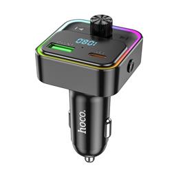 ŁADOWARKA SAMOCHODOWA HOCO   TRANSMITER FM BLUETOOTH E81 30W USB-A   USB-C czarny-105925