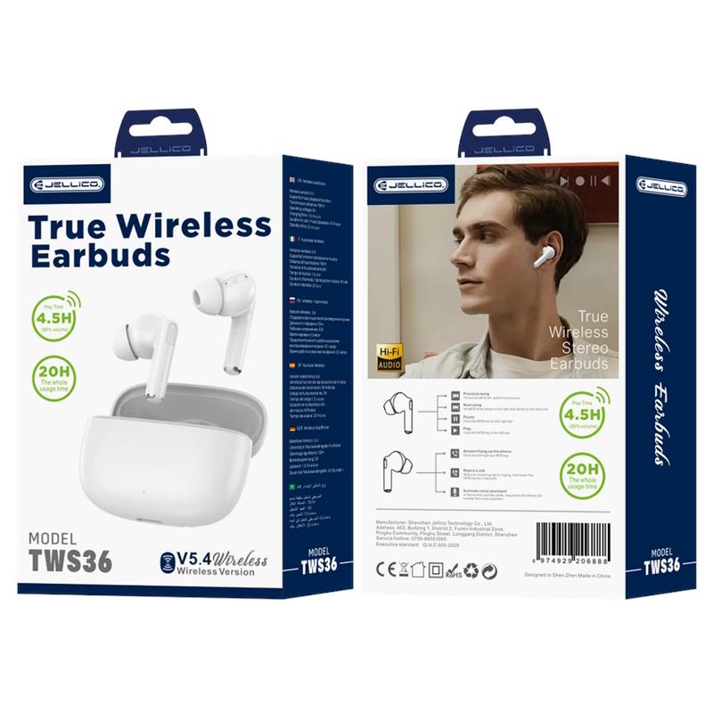 SŁUCHAWKI BLUETOOTH JELLICO TWS36 białe
6974929206888-106149