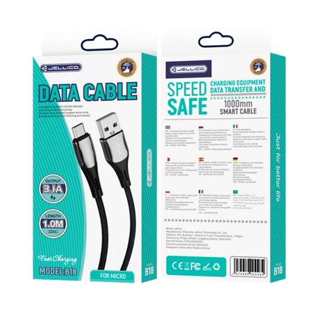 KABEL JELLICO MICRO USB B18 3.1A 1m czarny-107752