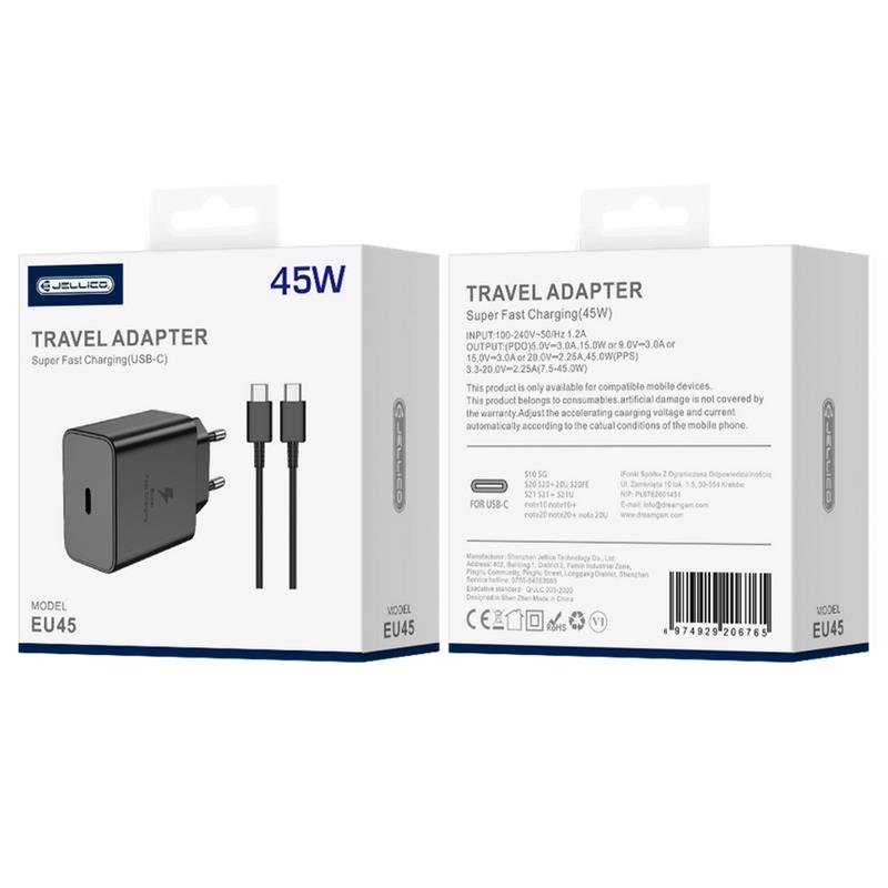 ŁADOWARKA SIECIOWA JELLICO EU45 PD 45W 1 X USB-C   KABEL TYP C / TYP C czarna
6974929206918-107869