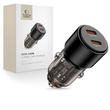 ŁADOWARKA SAMOCHODOWA TECH-PROTECT CC03 100W 2XUSB-C czarna 
5906302361687-109357