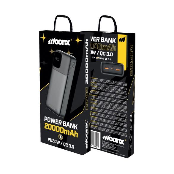 POWER BANK MOONX 20000 mAh MP02 PD 20W 1X USB-C 2X USB-A 22.5W czarny-109465