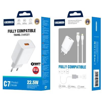 ŁADOWARKA SIECIOWA JELLICO C7 22.5W PD USB   KABEL LIGHTNING biała
697492901227-109721