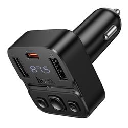 ŁADOWARKA SAMOCHODOWA HOCO   TRANSMITER FM BLUETOOTH 35W USB-A   USB-C 35W E87 czarny-110138