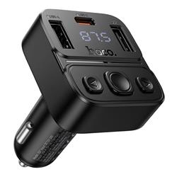 ŁADOWARKA SAMOCHODOWA HOCO   TRANSMITER FM BLUETOOTH 35W USB-A   USB-C 35W E87 czarny-110139