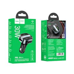 ŁADOWARKA SAMOCHODOWA HOCO   TRANSMITER FM BLUETOOTH E70 30W USB-A   USB-C czarny-110808