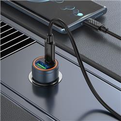 ŁADOWARKA SAMOCHODOWA HOCO Z57A USB-A   USB TYP C   KABEL TYP C - TYP C PD 30W CZARNA-110809