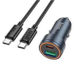 ŁADOWARKA SAMOCHODOWA HOCO Z57A USB-A   USB TYP C   KABEL TYP C - TYP C PD 30W CZARNA-110811